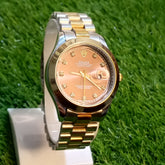 Rolex Brown Dial Watch – Two-Tone Bracelet | Date Display | Crown Edition